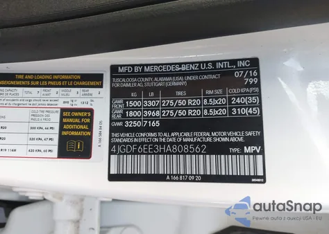 2017 Mercedes-Benz Gls 450 4Matic z USA, uszkodzony, nr VIN 4JGDF6EE3HA808562